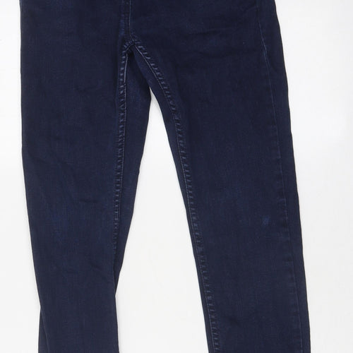 Marks and Spencer Womens Blue 100% Cotton Skinny Jeans Size 10 L26 in Regular Zip