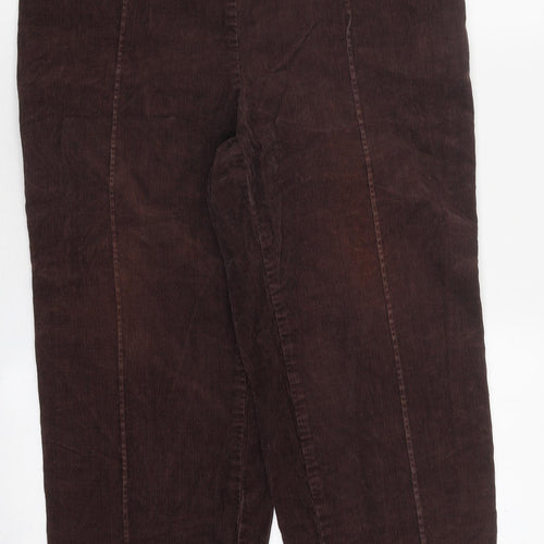 Marks and Spencer Womens Brown Cotton Capri Trousers Size 12 L27 in Regular Zip