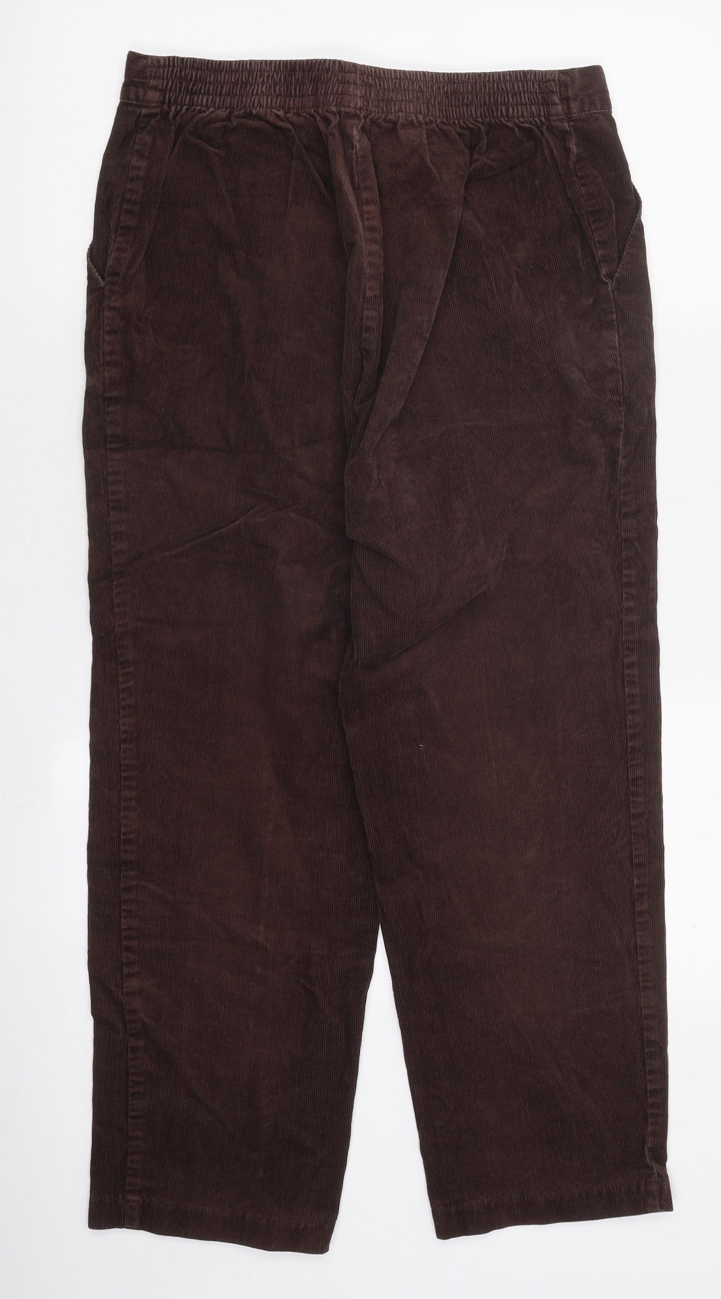 Marks and Spencer Womens Brown Cotton Capri Trousers Size 12 L27 in Regular Zip
