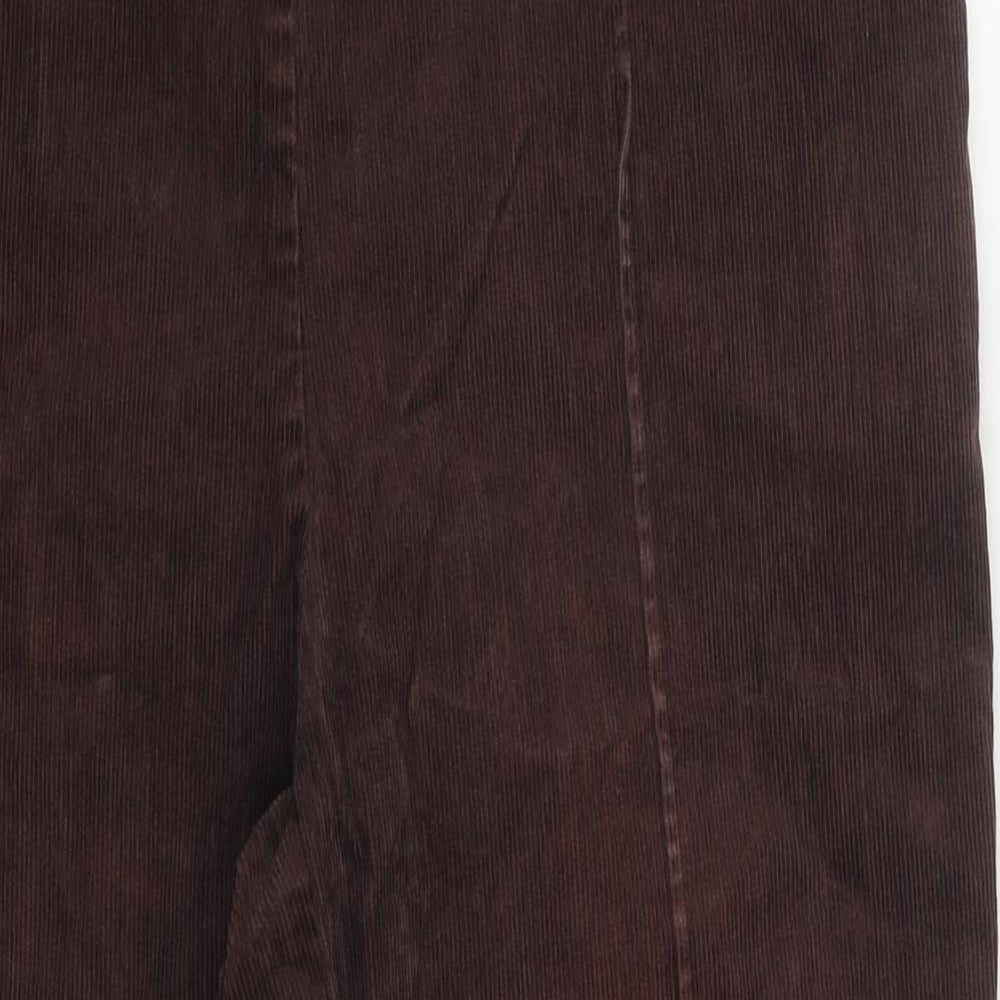 Marks and Spencer Womens Brown Cotton Capri Trousers Size 12 L27 in Regular Zip