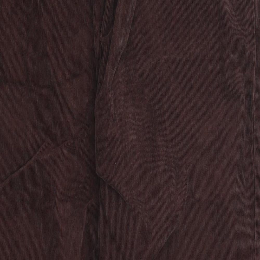 Marks and Spencer Womens Brown Cotton Capri Trousers Size 12 L27 in Regular Zip