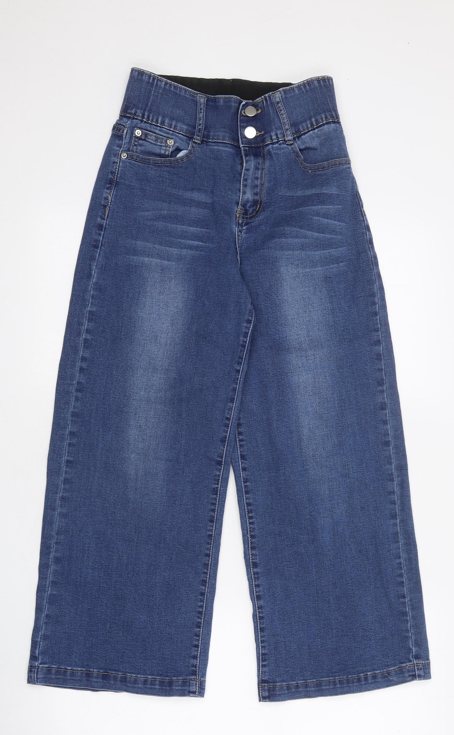 Xing Womens Blue 100% Cotton Wide-Leg Jeans Size S L27 in Regular Zip