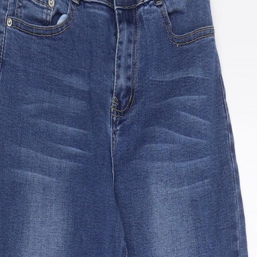 Xing Womens Blue 100% Cotton Wide-Leg Jeans Size S L27 in Regular Zip