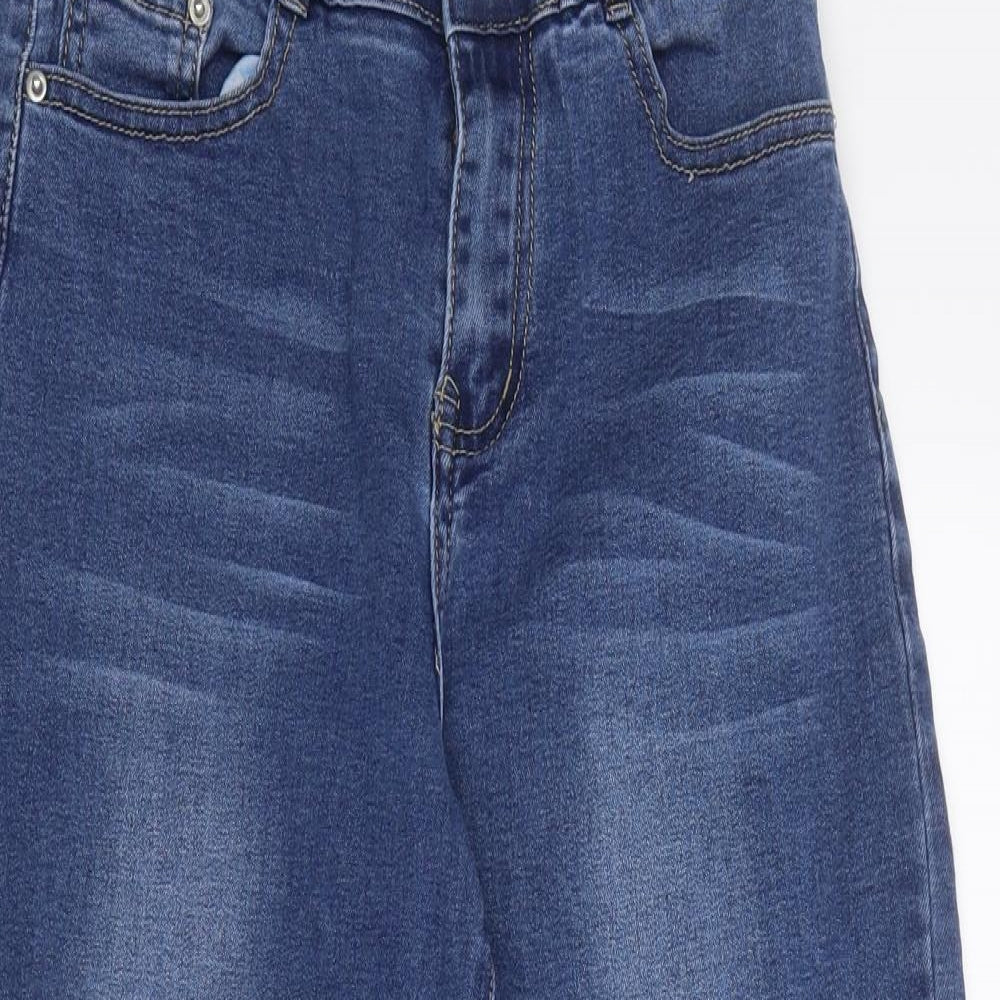 Xing Womens Blue 100% Cotton Wide-Leg Jeans Size S L27 in Regular Zip