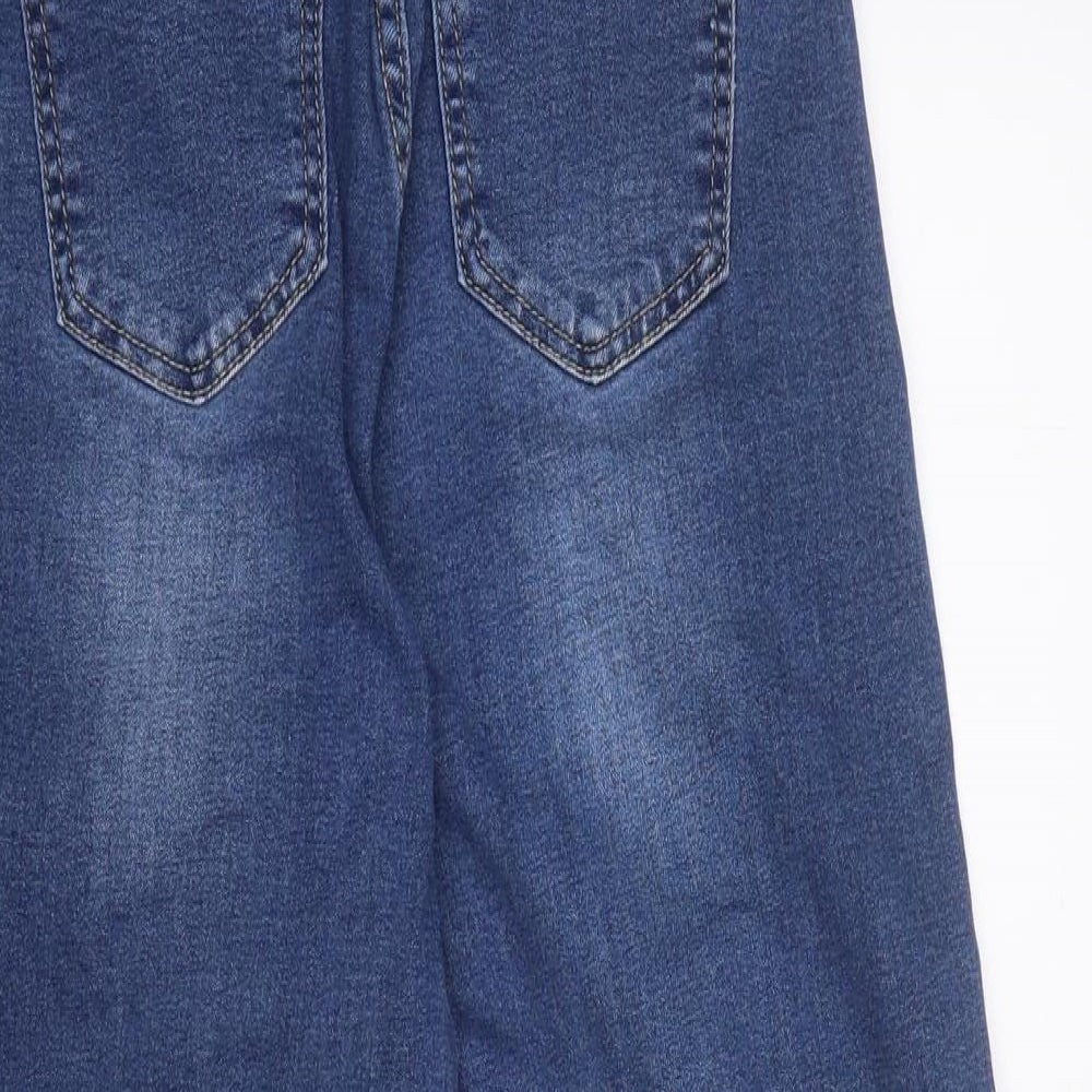Xing Womens Blue 100% Cotton Wide-Leg Jeans Size S L27 in Regular Zip