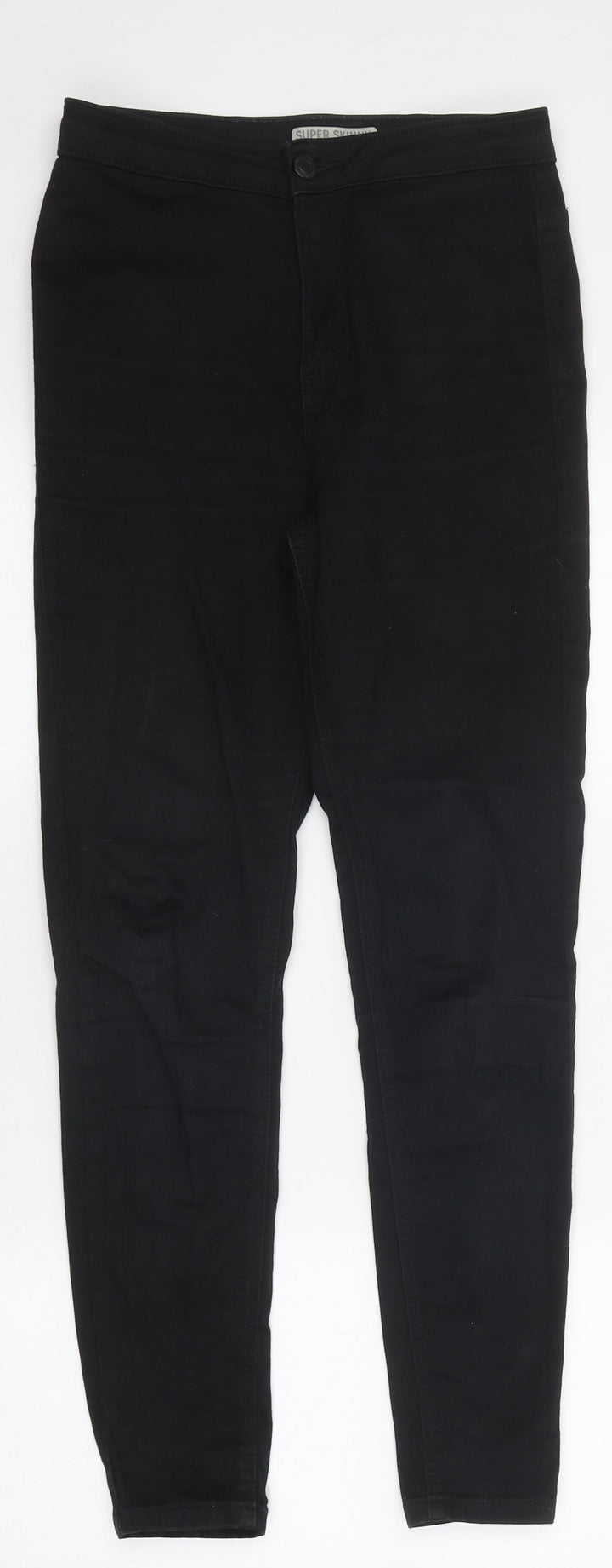 Marks and Spencer Womens Black 100% Cotton Skinny Jeans Size 10 L29 in Extra-Slim Zip