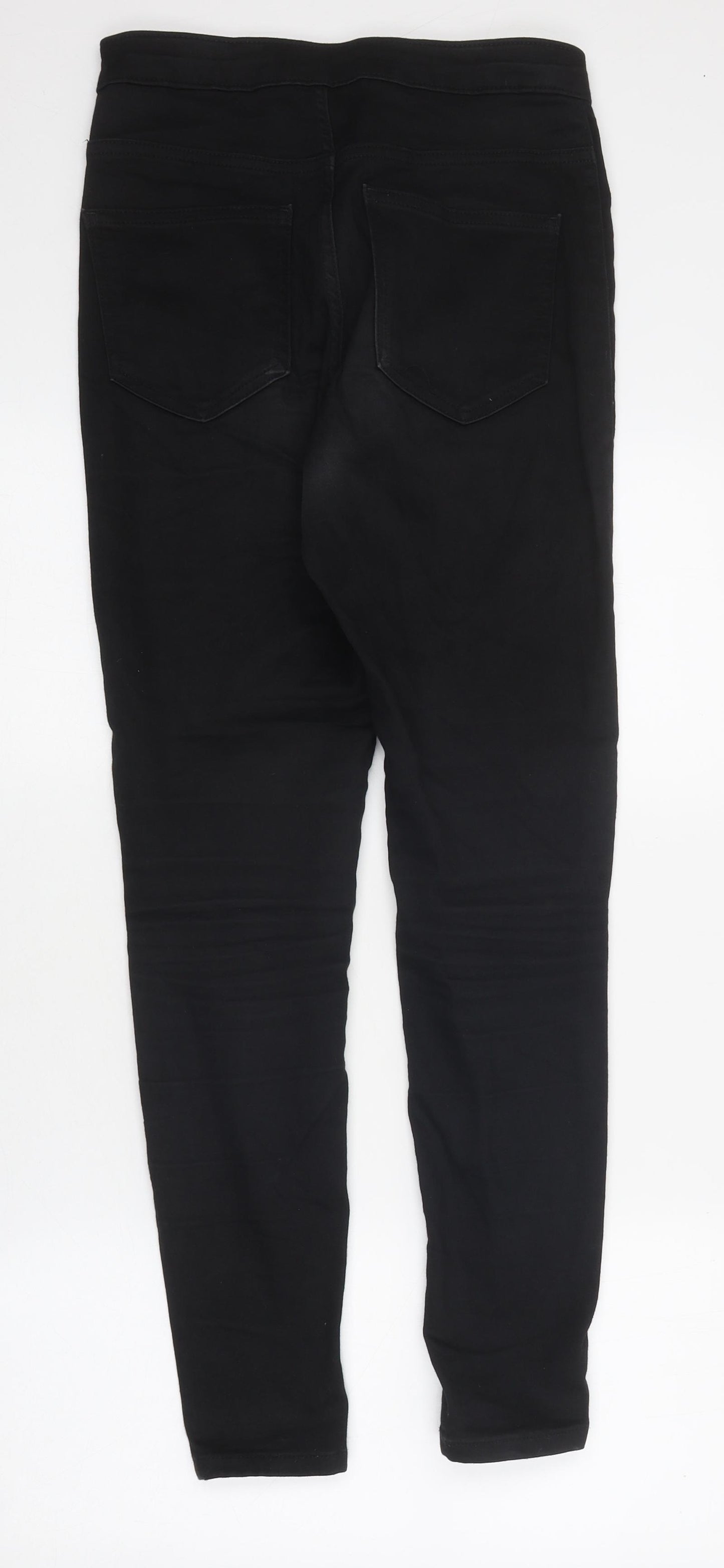 Marks and Spencer Womens Black 100% Cotton Skinny Jeans Size 10 L29 in Extra-Slim Zip