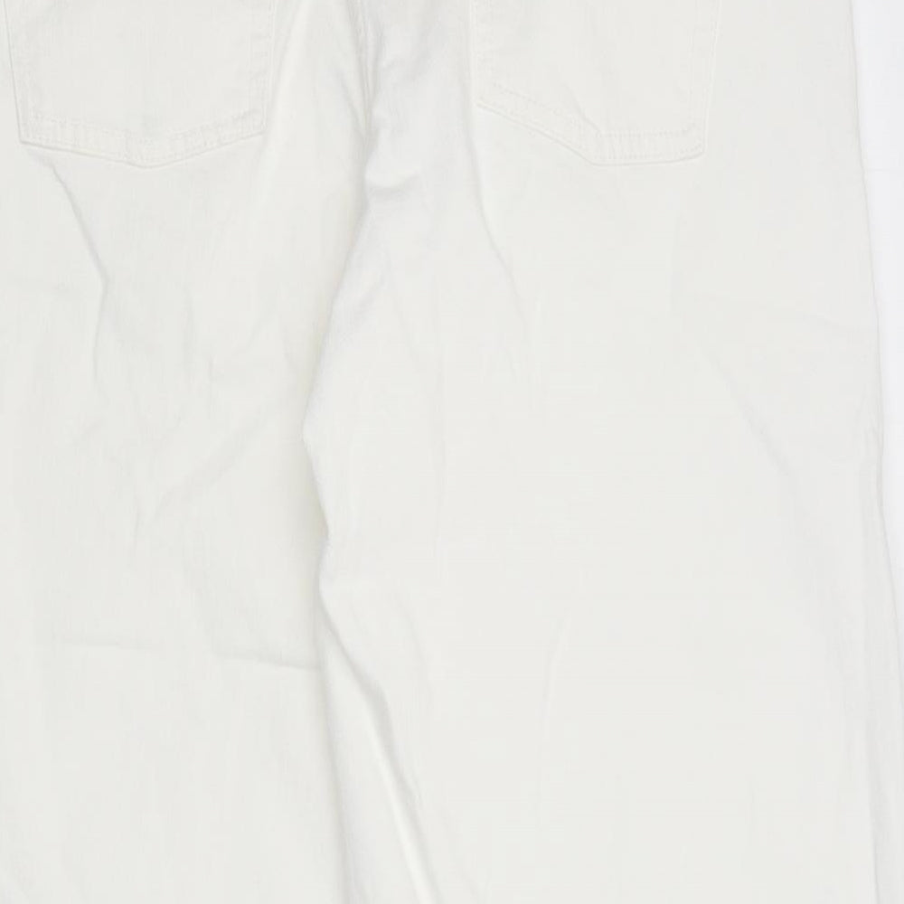 NEXT Womens White 100% Cotton Wide-Leg Jeans Size 10 L24 in Regular Zip