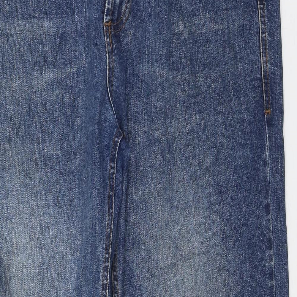 F&F Mens Blue Cotton Straight Jeans Size 36 in L32 in Regular Zip