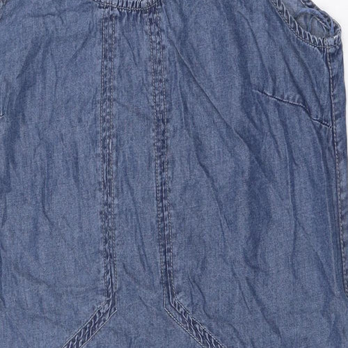 Yessica Womens Blue 100% Cotton Tank Dress Size 8 Square Neck Pullover