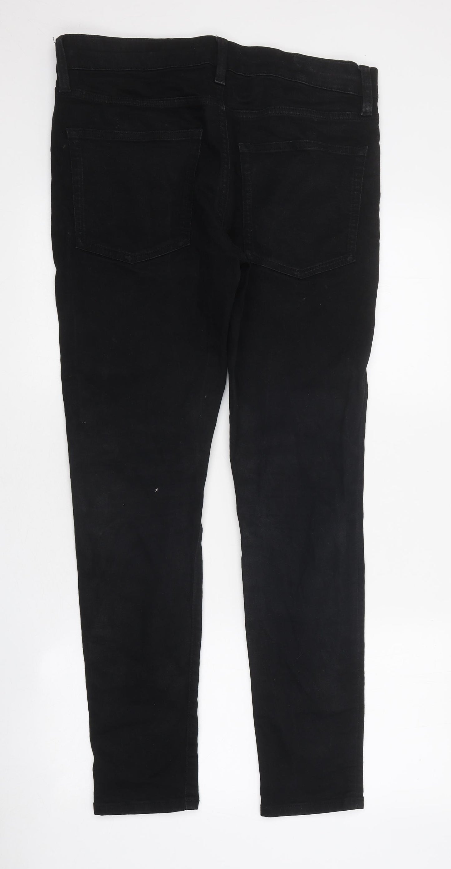 Easy Mens Black Cotton Skinny Jeans Size 32 in L32 in Regular Zip