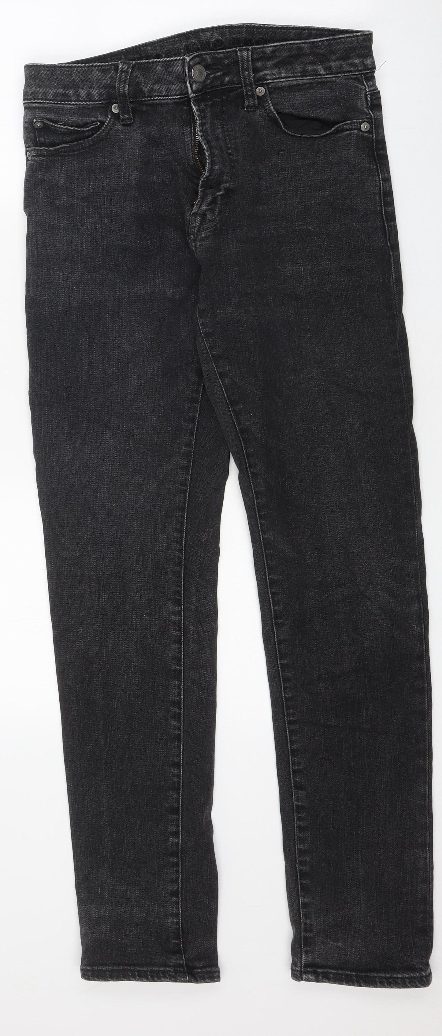 American Eagle Mens Black Cotton Straight Jeans Size 36 in L29 in Regular Zip