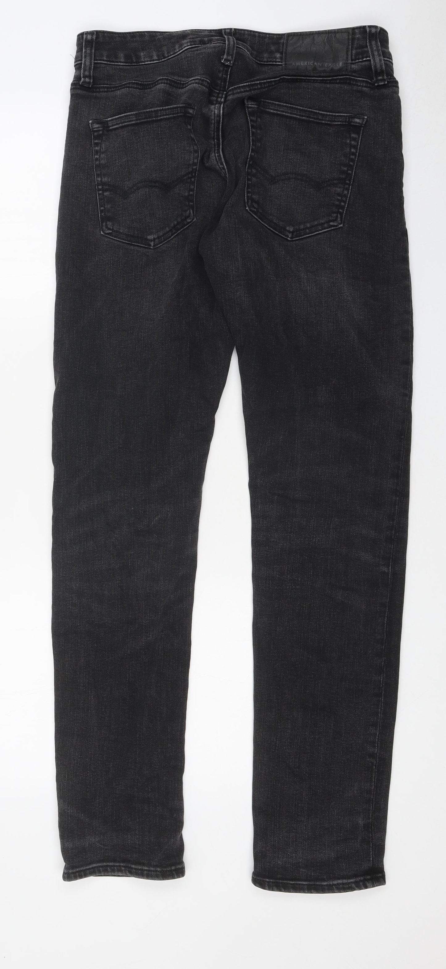 American Eagle Mens Black Cotton Straight Jeans Size 36 in L29 in Regular Zip