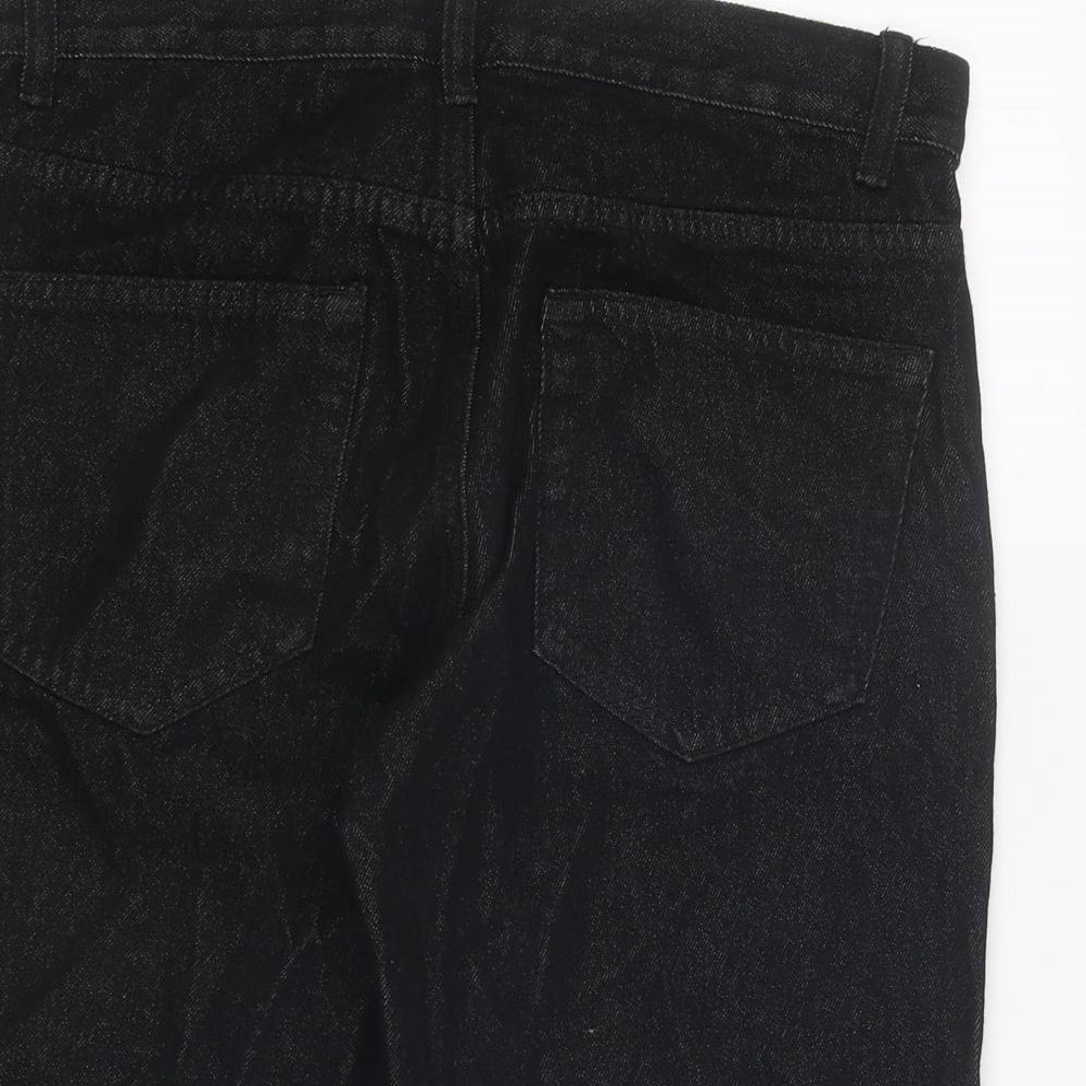 Preworn Mens Black Cotton Bermuda Shorts Size 32 in L14 in Regular Zip