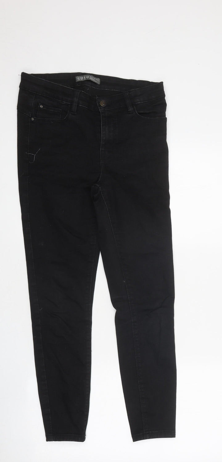 Primark Womens Black 100% Cotton Skinny Jeans Size 10 L27 in Regular Zip