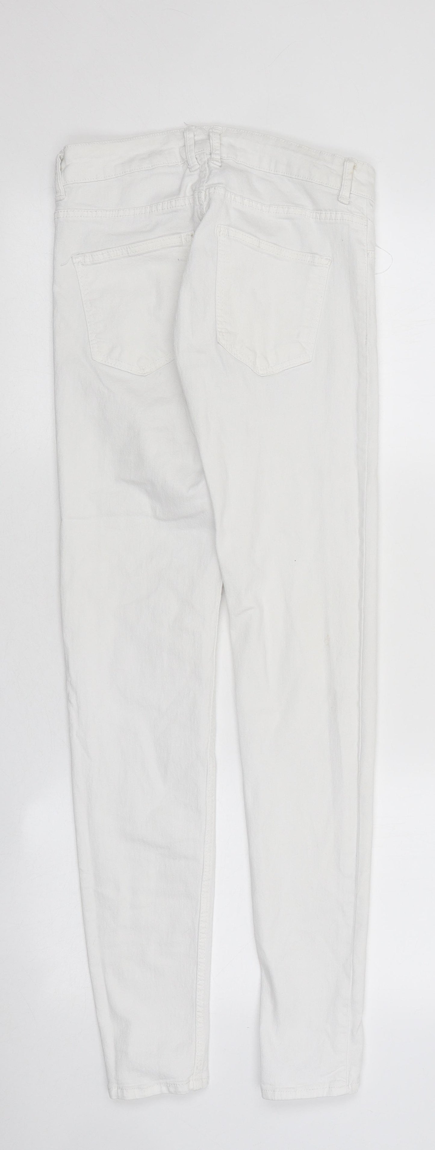 Bershka Womens White Acetate Skinny Jeans Size 28 in L30 in Regular Zip