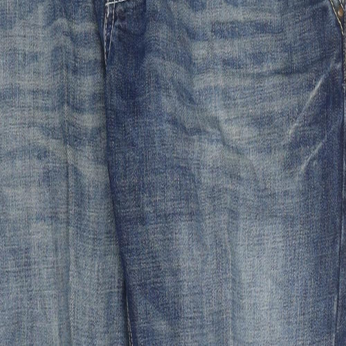F&F Mens Blue Cotton Straight Jeans Size 36 in L32 in Regular Tie