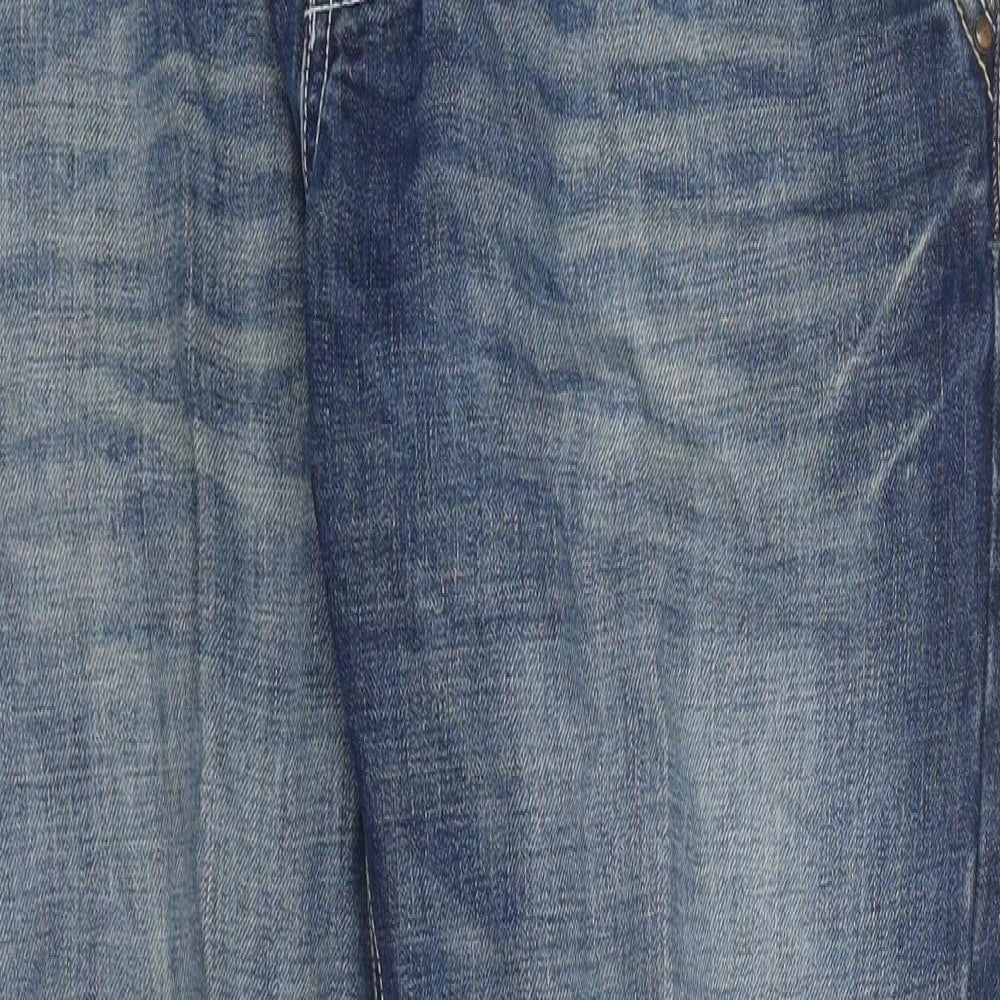 F&F Mens Blue Cotton Straight Jeans Size 36 in L32 in Regular Tie