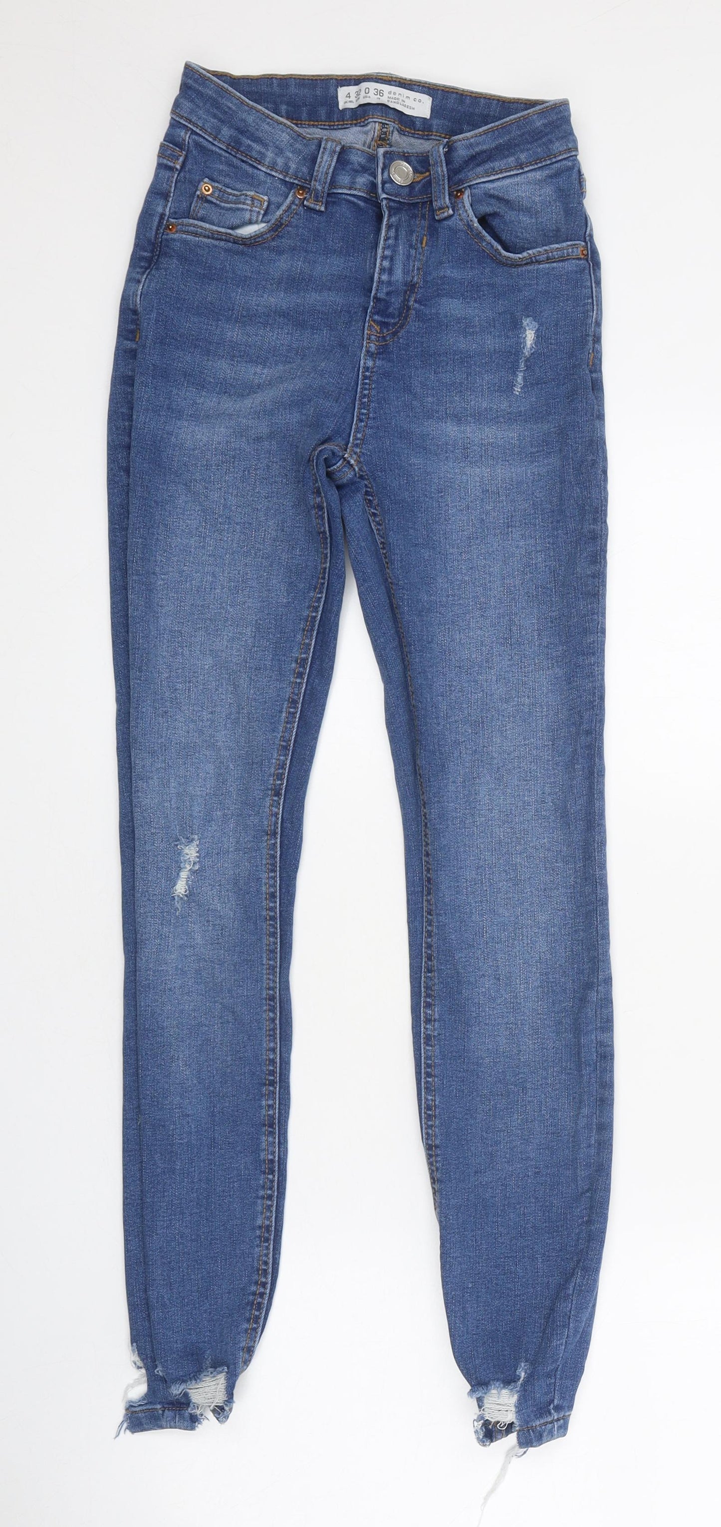 Primark Womens Blue 100% Cotton Skinny Jeans Size 4 L28 in Regular Zip
