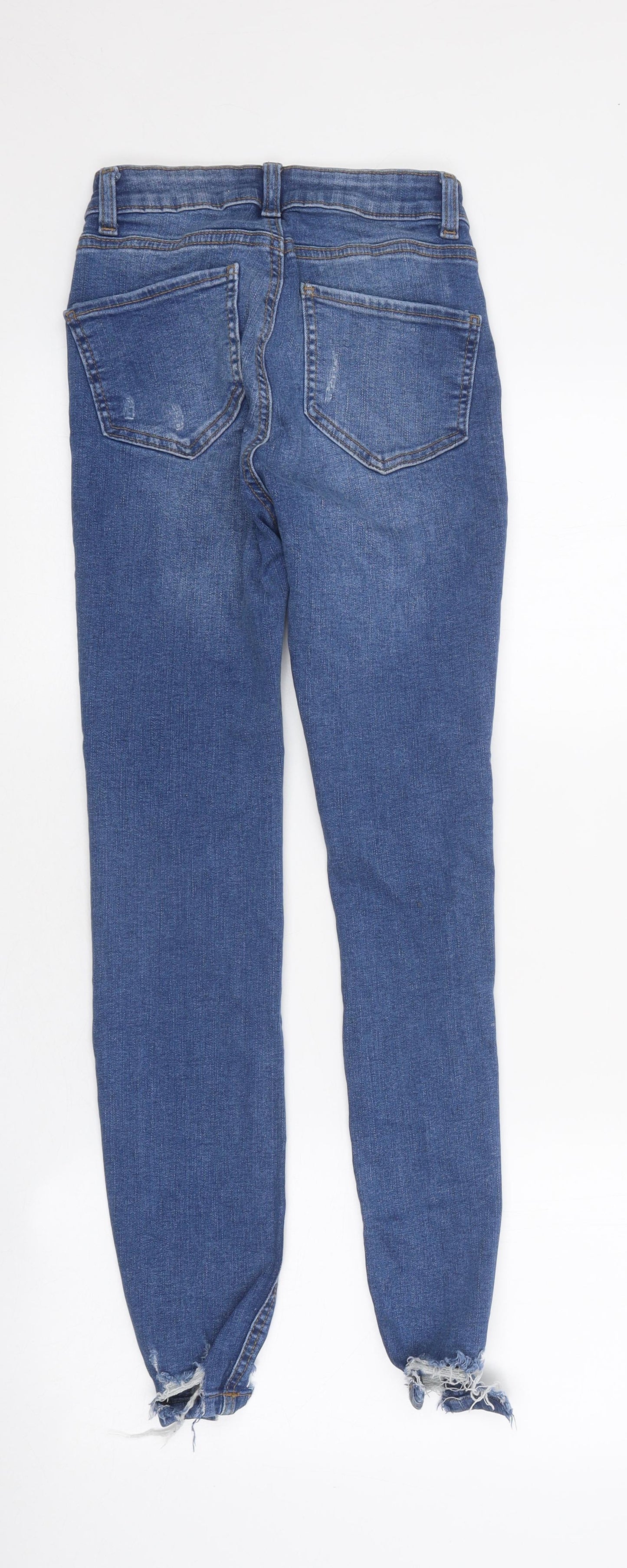 Primark Womens Blue 100% Cotton Skinny Jeans Size 4 L28 in Regular Zip