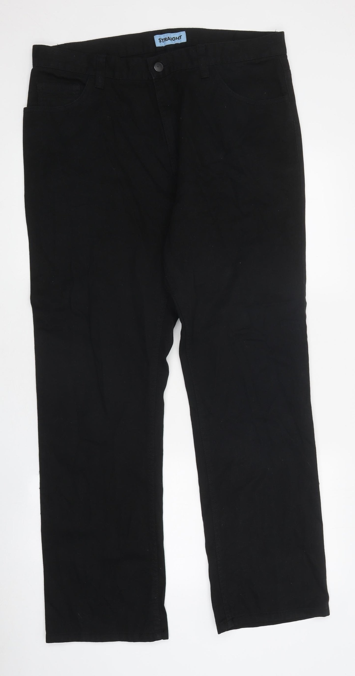 George Mens Black Cotton Straight Jeans Size 34 in L31 in Regular Tie
