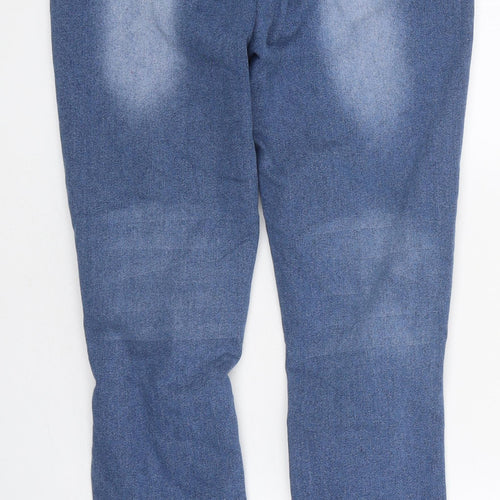 Preworn Womens Blue 100% Cotton Skinny Jeans Size S L30 in Regular Zip - Distressed Look
