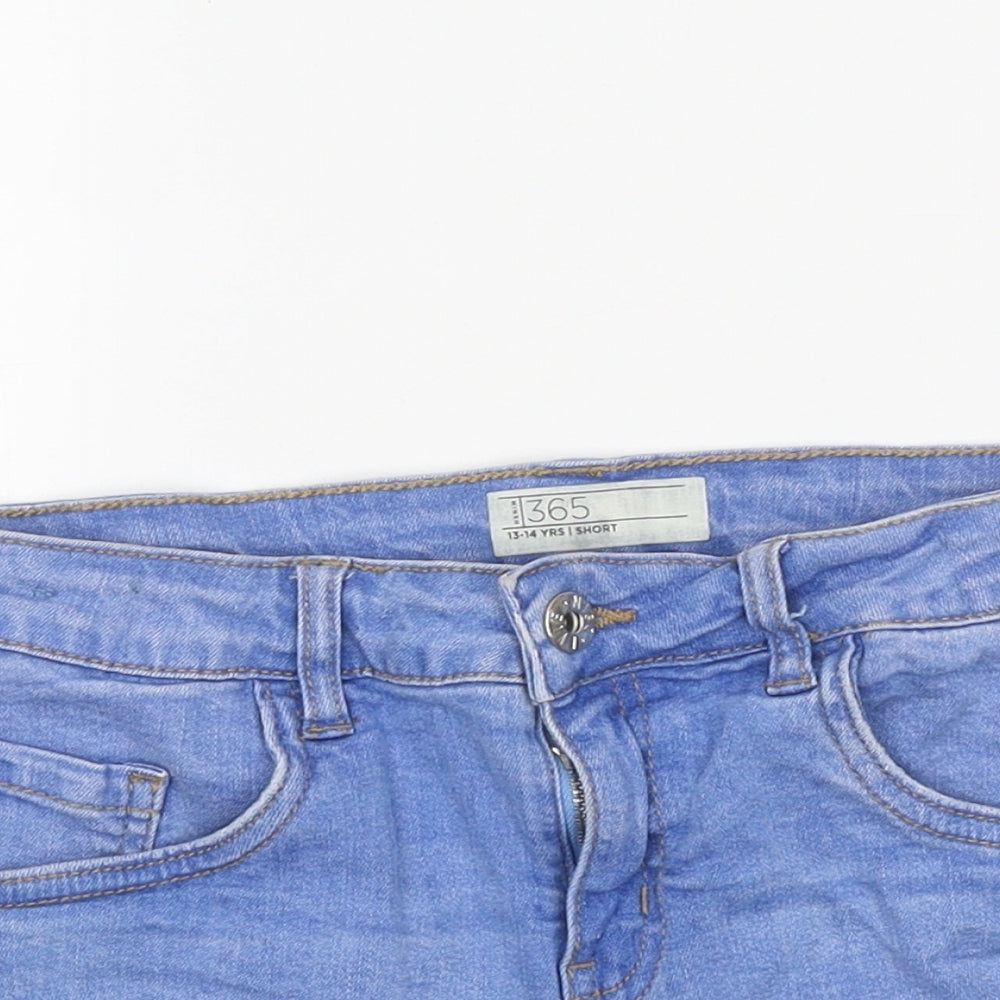 365 Denim Girls Blue 100% Linen Hot Pants Shorts Size 13-14 Years Regular Zip