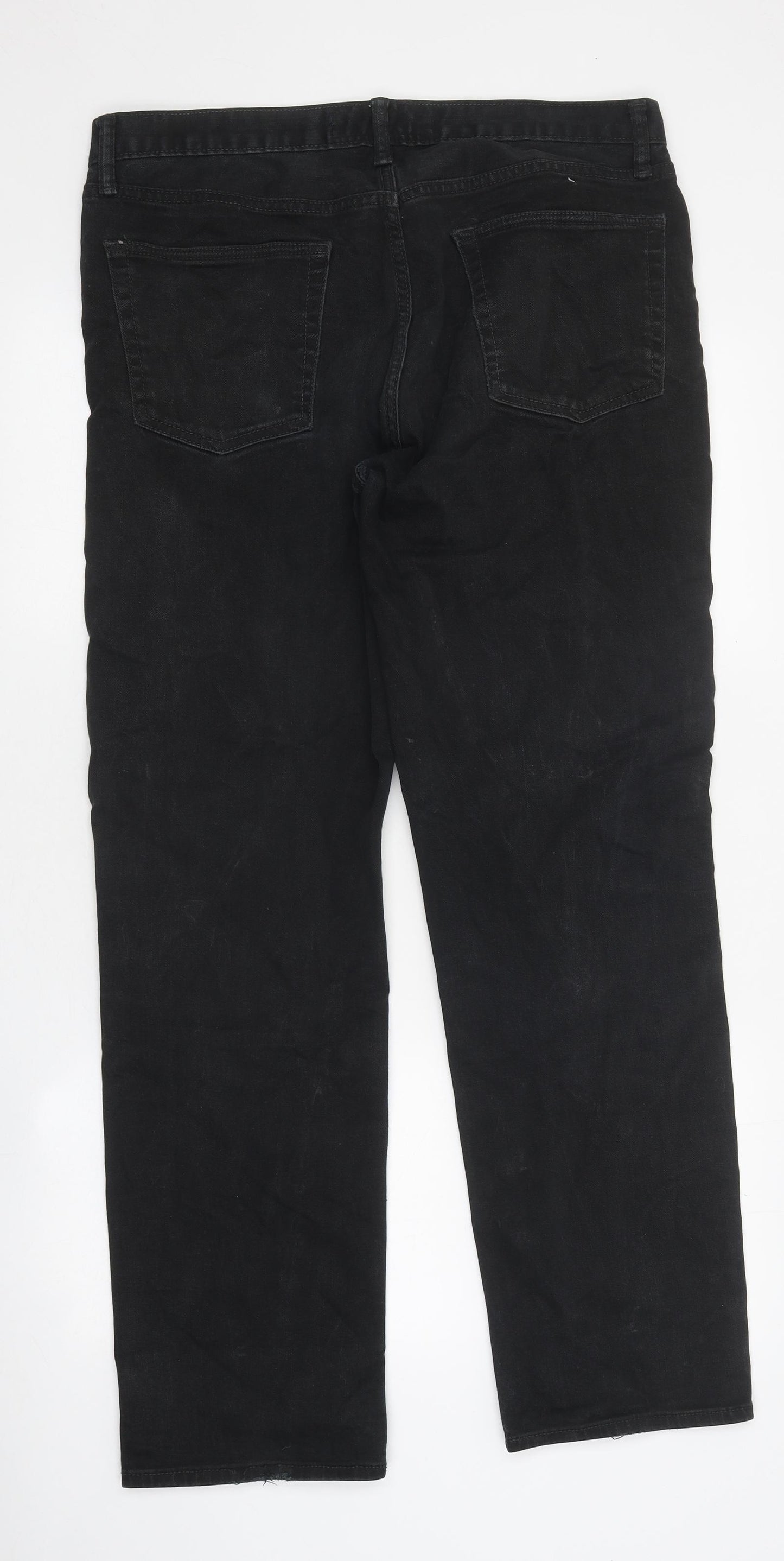 Gap Mens Black Cotton Straight Jeans Size 33 in L32 in Regular Zip