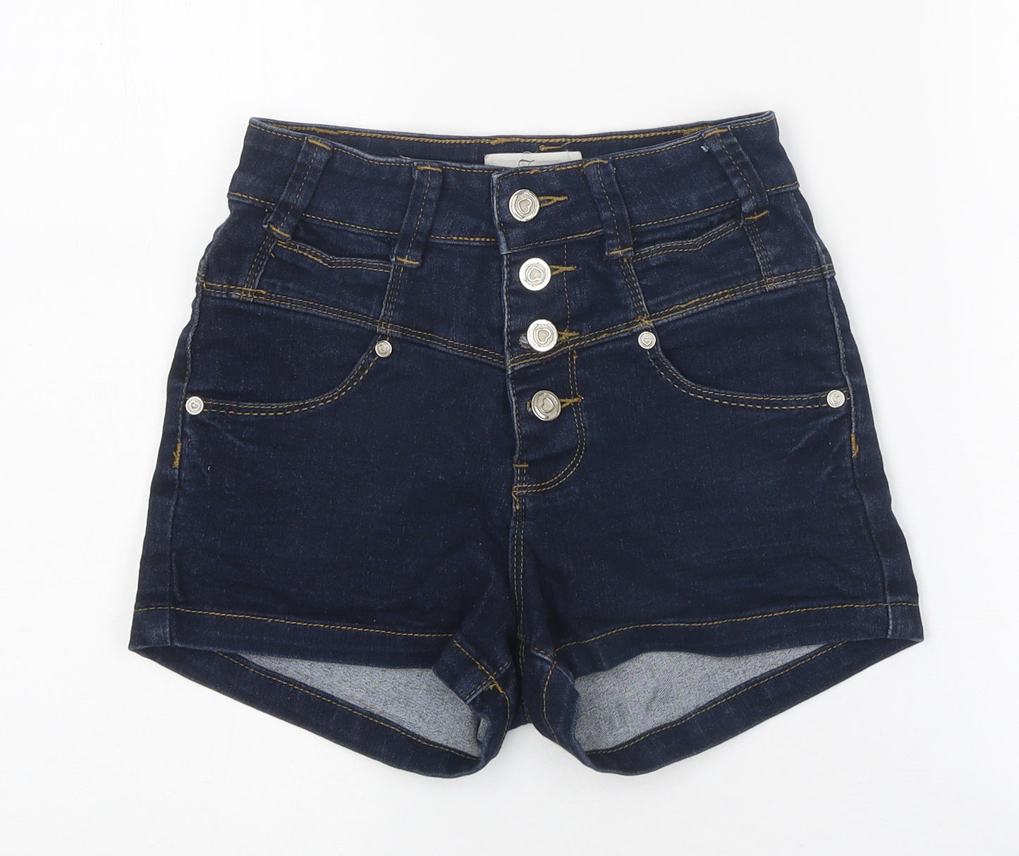 Free2bu Womens Blue 100% Cotton Hot Pants Shorts Size 6 L10 in Regular Button