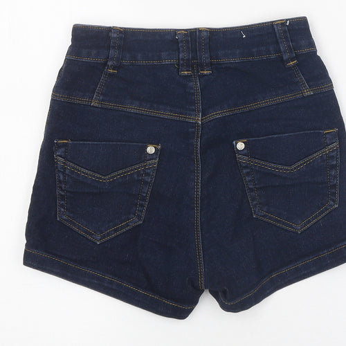 Free2bu Womens Blue 100% Cotton Hot Pants Shorts Size 6 L10 in Regular Button