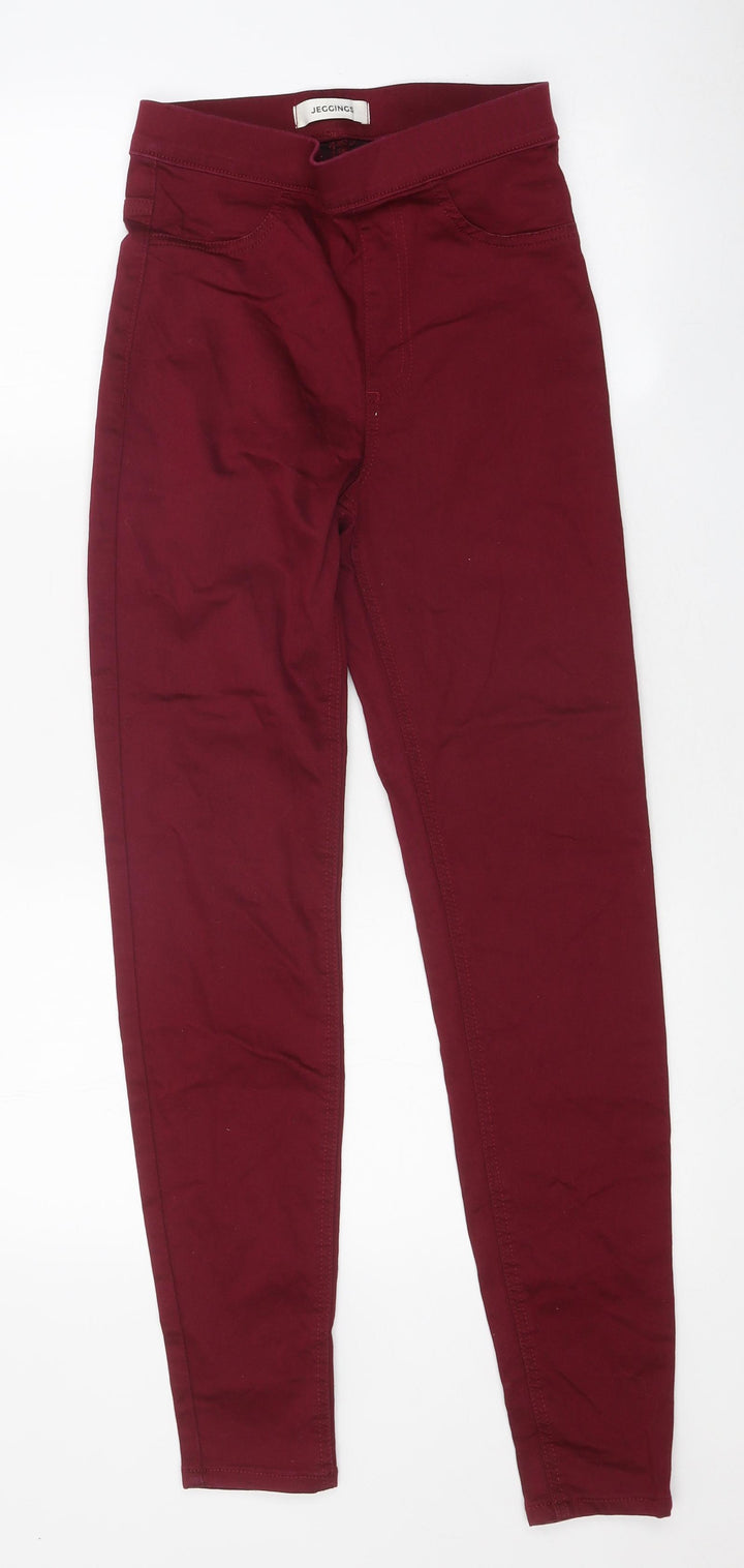 Marks and Spencer Womens Red 100% Cotton Jegging Jeans Size 8 L28 in Regular