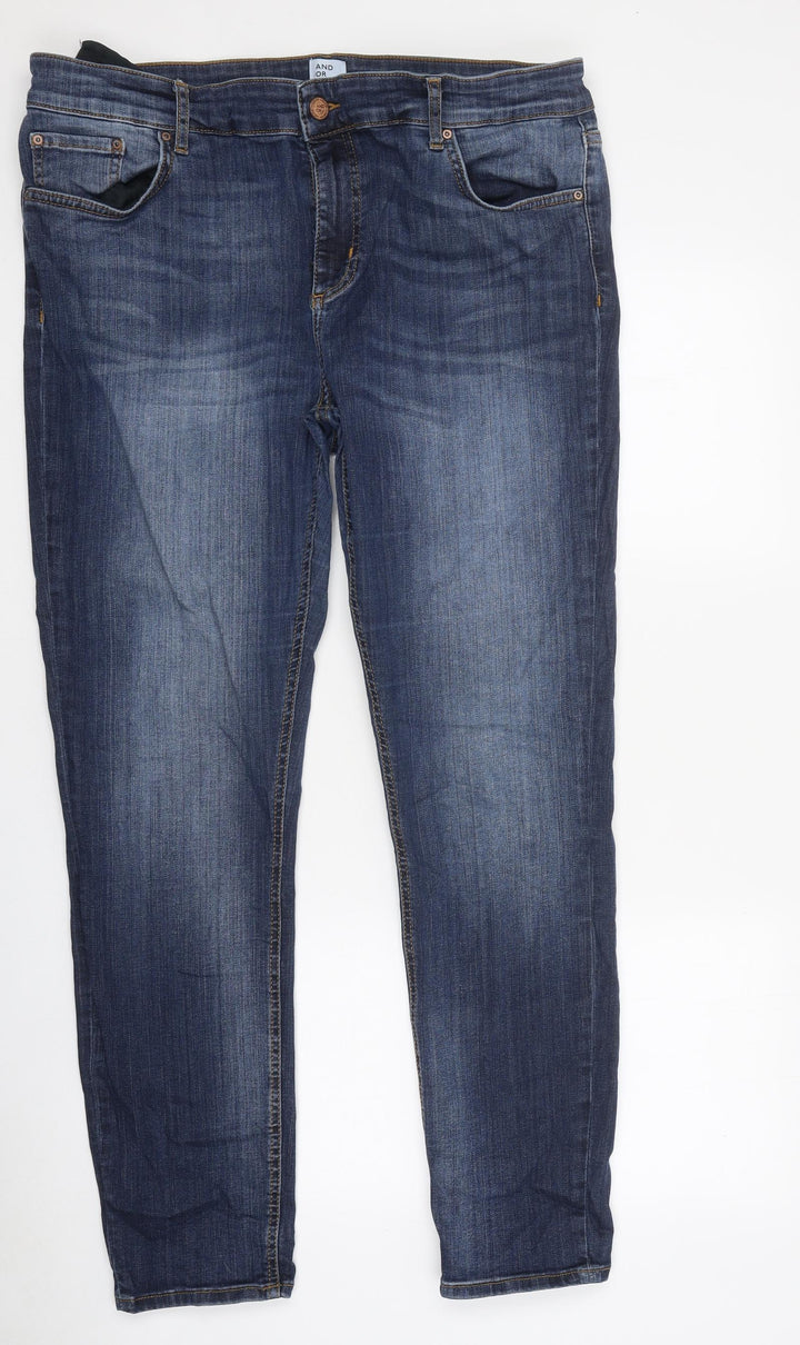 Preworn Womens Blue 100% Cotton Tapered Jeans Size 36 in L33 in Regular Zip