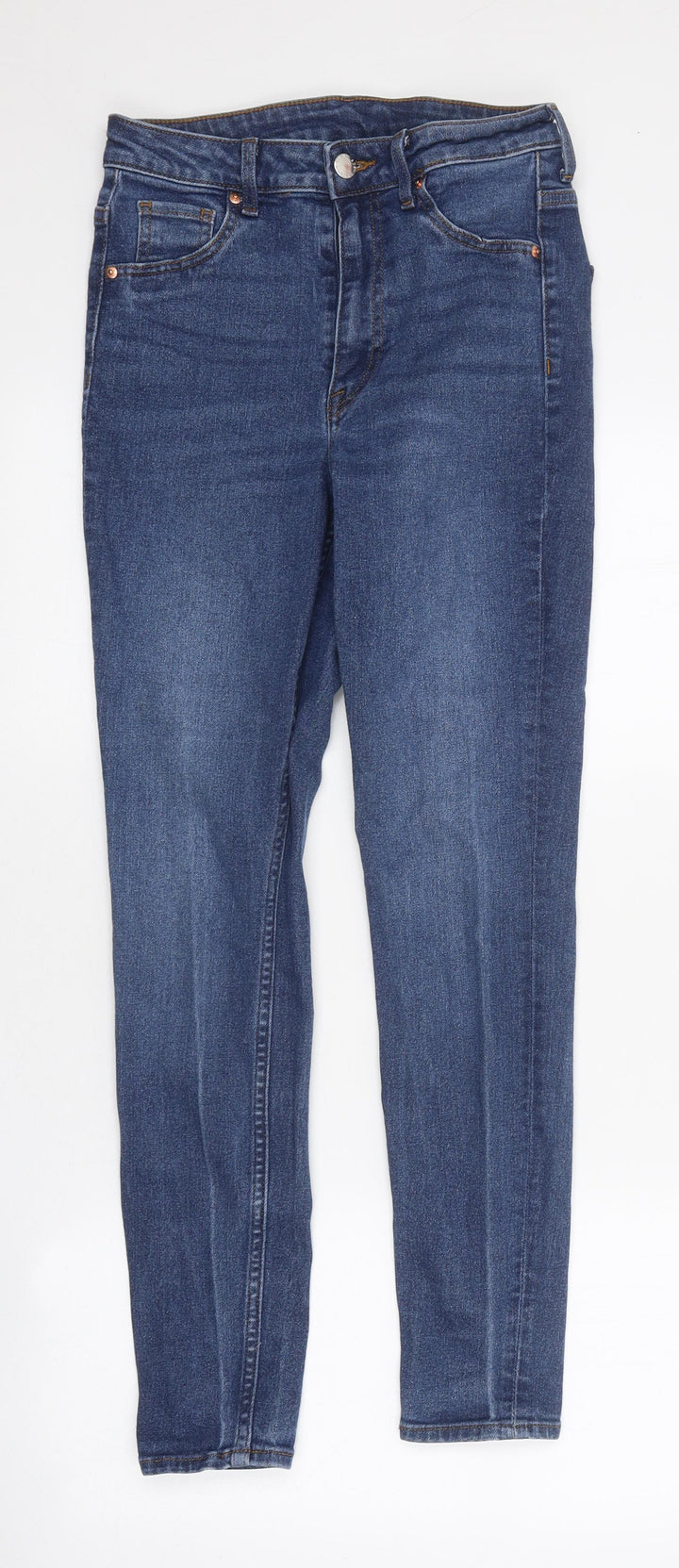 H&M Womens Blue 100% Cotton Skinny Jeans Size 6 L26 in Regular Zip