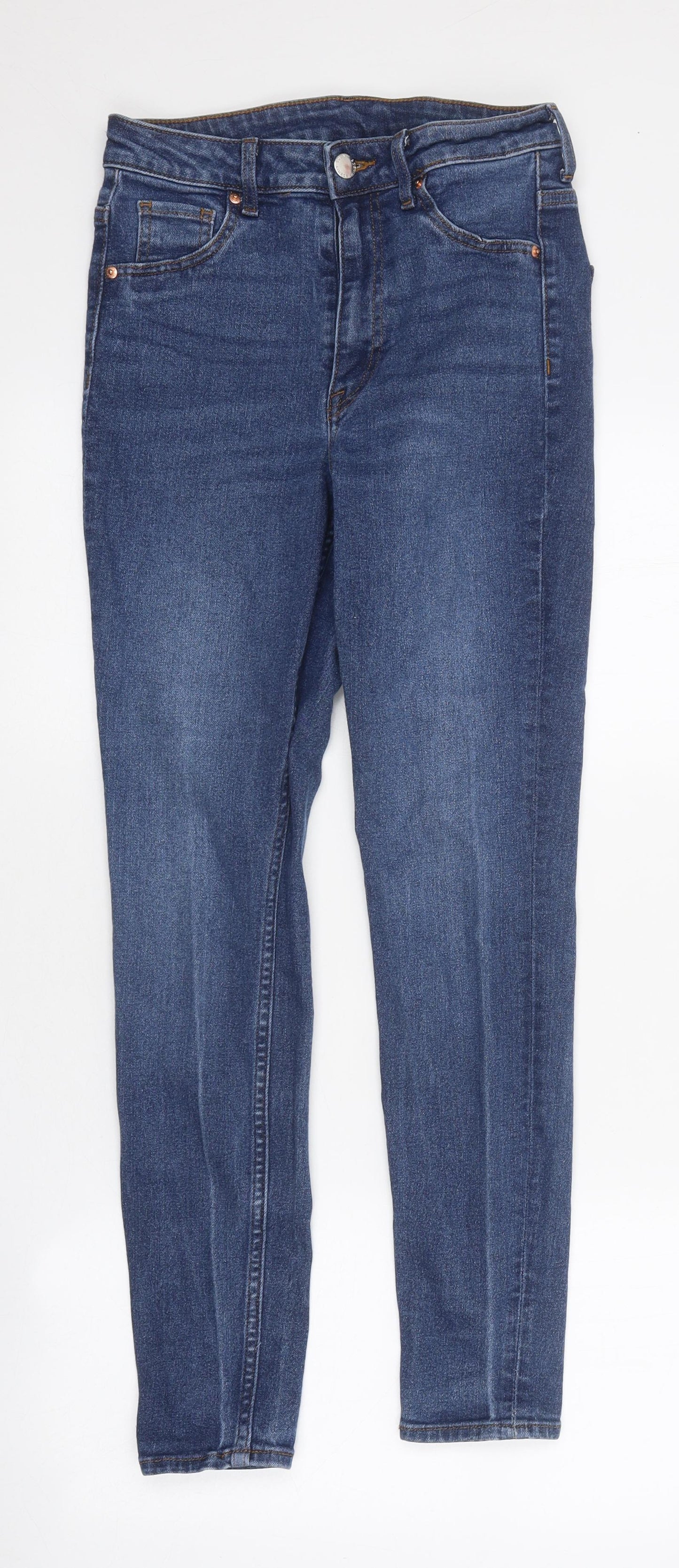 H&M Womens Blue 100% Cotton Skinny Jeans Size 6 L26 in Regular Zip