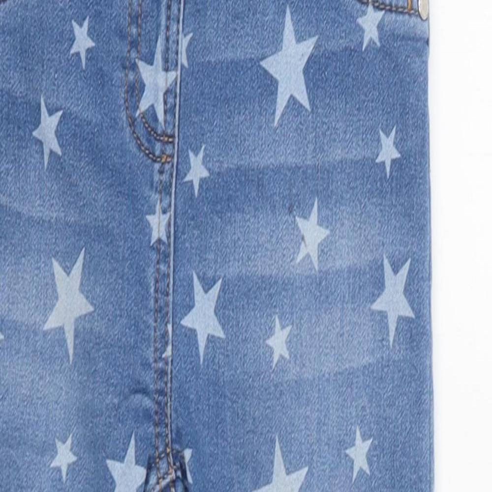 M&Co Girls Blue Geometric 100% Cotton Skinny Jeans Size 6-7 Years Regular Pullover - Star Print