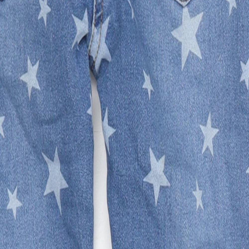M&Co Girls Blue Geometric 100% Cotton Skinny Jeans Size 6-7 Years Regular Pullover - Star Print