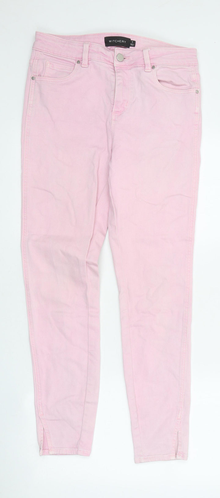 Witchery Girls Pink 100% Cotton Skinny Jeans Size 9 Years L26 in Relaxed Tie