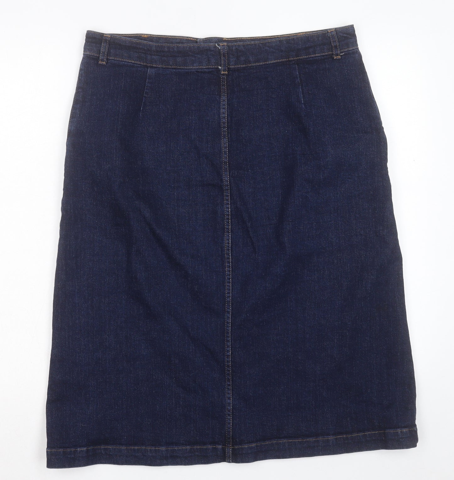 Hobbs Womens Blue Cotton A-Line Skirt Size 14 Button
