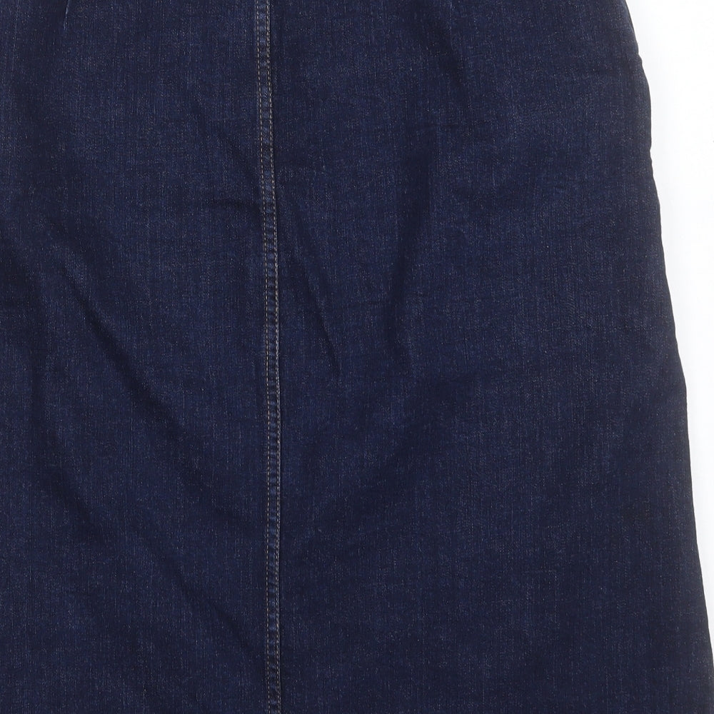 Hobbs Womens Blue Cotton A-Line Skirt Size 14 Button