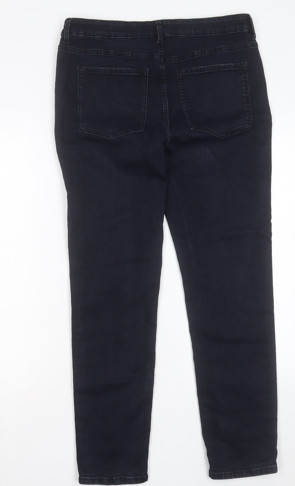 Marks and Spencer Womens Blue Cotton Straight Jeans Size 16 L29 in Slim Button