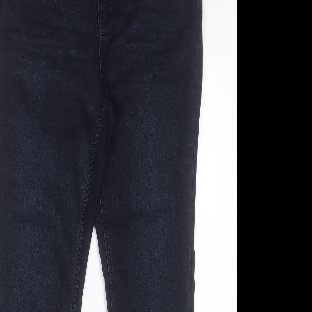Marks and Spencer Womens Blue Cotton Straight Jeans Size 16 L29 in Slim Button