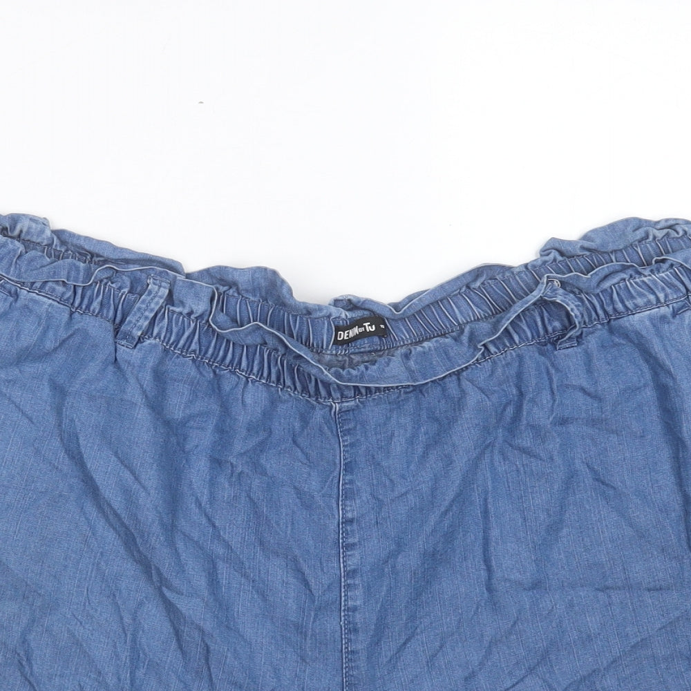 TU Womens Blue Lyocell Boyfriend Shorts Size 18 L5 in Regular Pull On