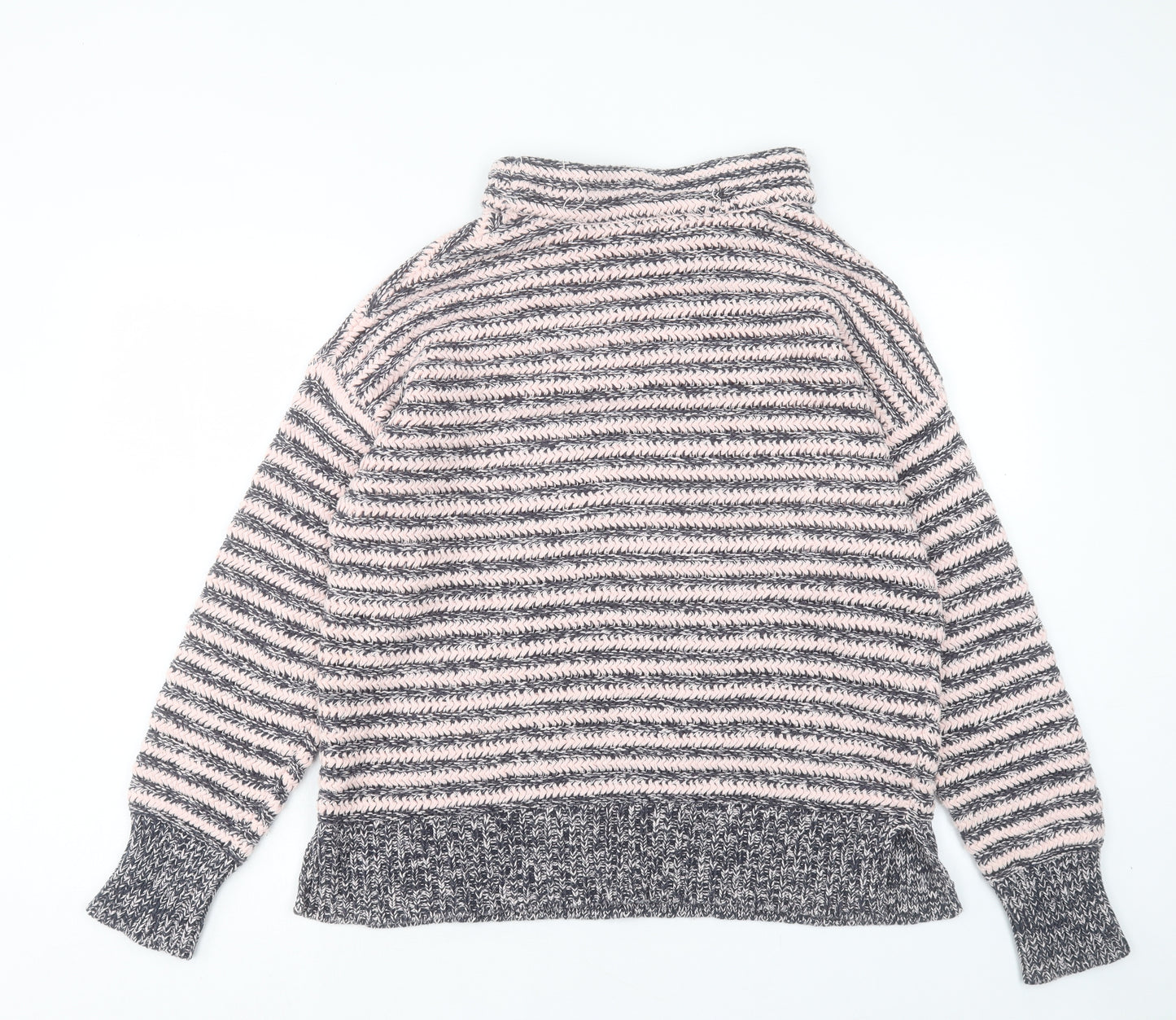 M&Co Womens Pink Round Neck Striped Acrylic Pullover Jumper Size 20