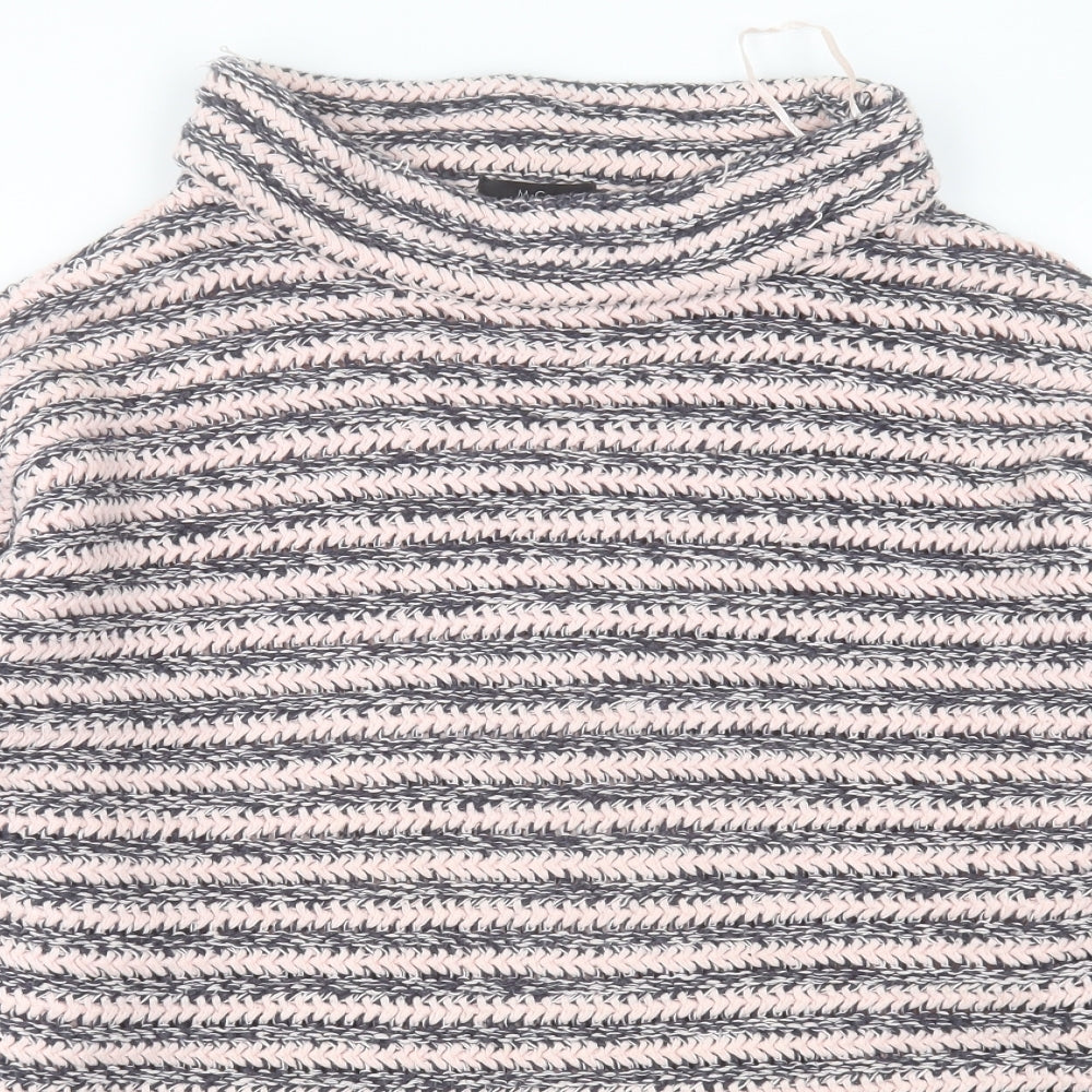 M&Co Womens Pink Round Neck Striped Acrylic Pullover Jumper Size 20
