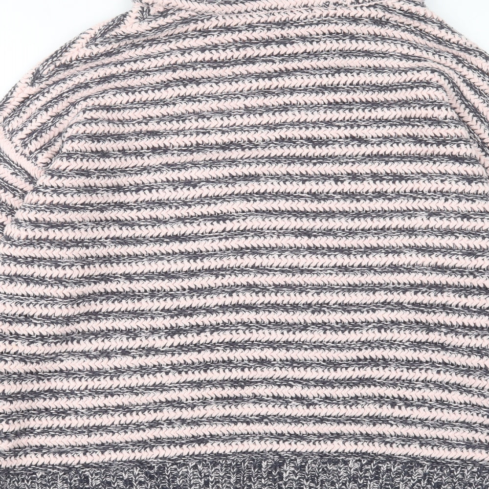M&Co Womens Pink Round Neck Striped Acrylic Pullover Jumper Size 20