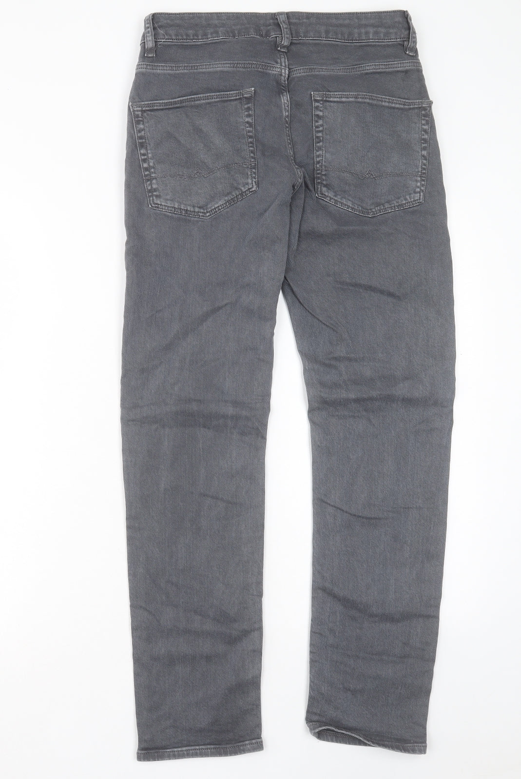 ASOS Mens Grey Cotton Straight Jeans Size 28 in L30 in Slim Button