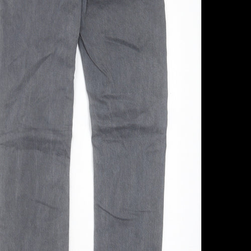 ASOS Mens Grey Cotton Straight Jeans Size 28 in L30 in Slim Button