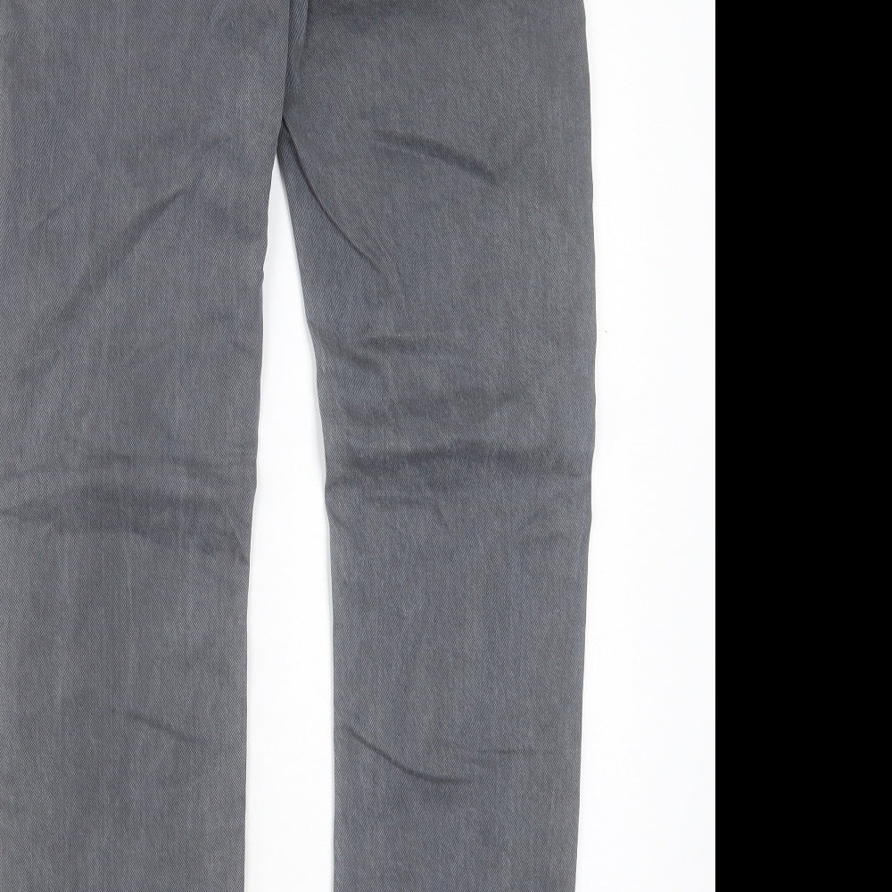 ASOS Mens Grey Cotton Straight Jeans Size 28 in L30 in Slim Button