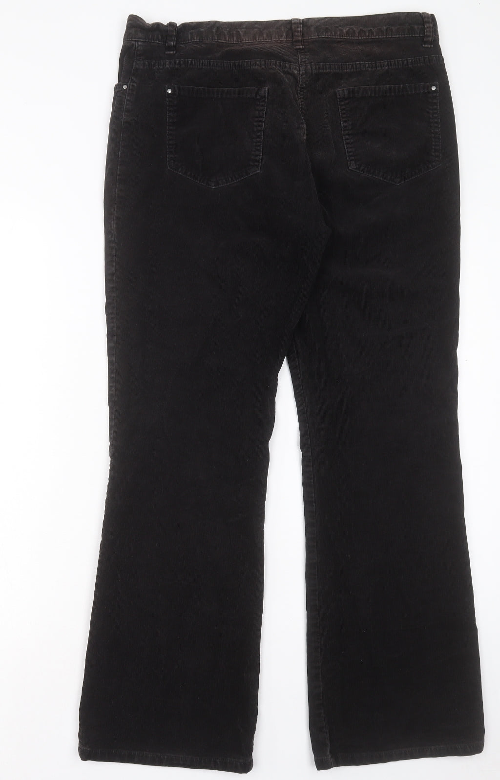 Marks and Spencer Womens Black Cotton Trousers Size 14 L29 in Regular Button
