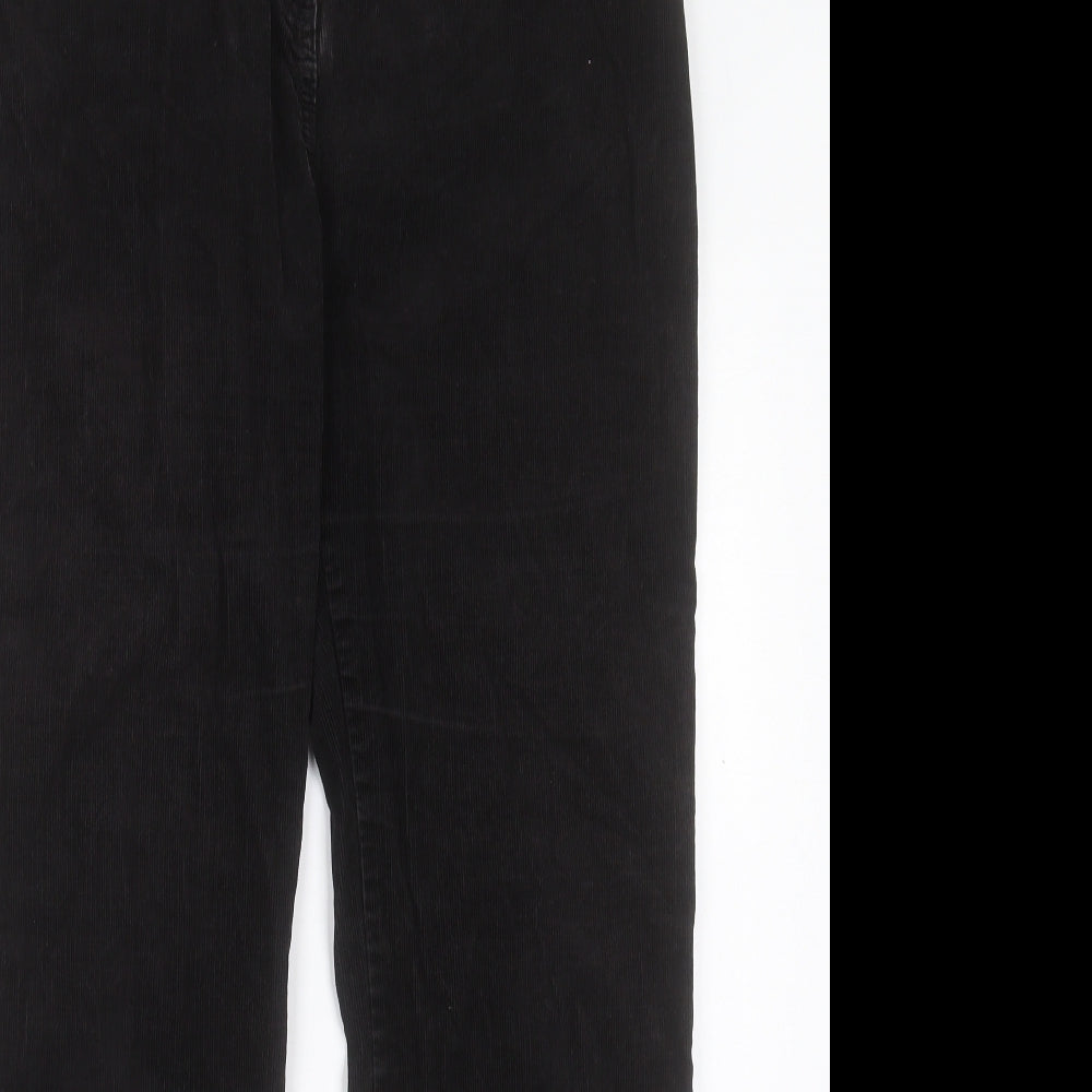 Marks and Spencer Womens Black Cotton Trousers Size 14 L29 in Regular Button